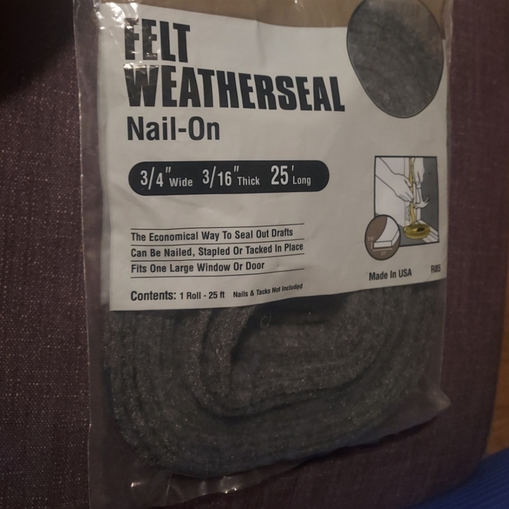 FELT Weatherseal Frost King 3/4in w 3/19in thick 25ft Long